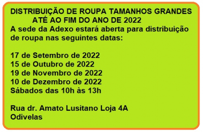 Distribuição de roupa tamanhos grandes